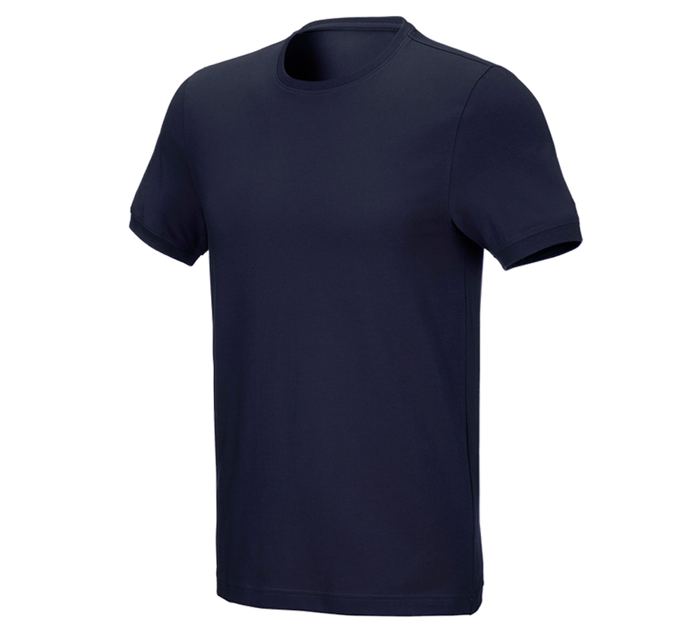 Koszulki | Pulower | Koszule: e.s. Koszulka cotton stretch, slim fit + granatowy