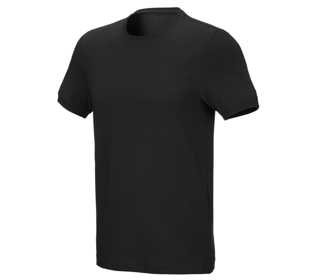 Koszulki | Pulower | Koszule: e.s. Koszulka cotton stretch, slim fit + czarny