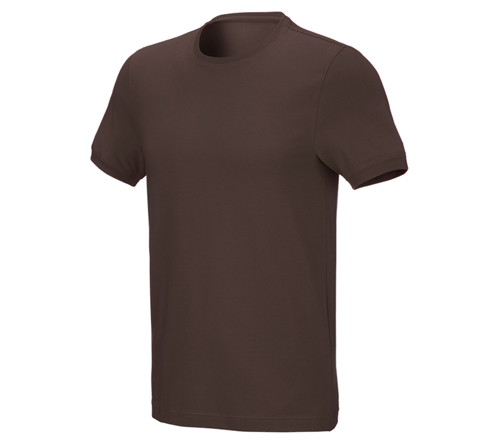 Koszulki | Pulower | Koszule: e.s. Koszulka cotton stretch, slim fit + kasztanowy