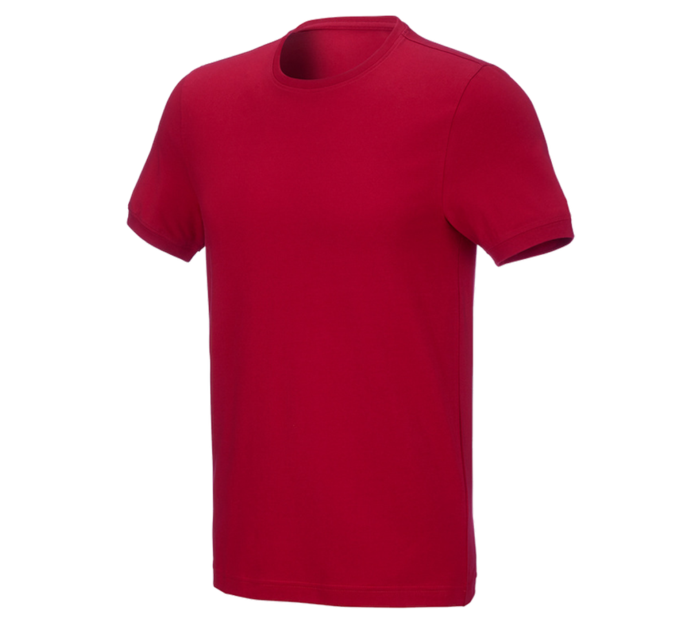 Koszulki | Pulower | Koszule: e.s. Koszulka cotton stretch, slim fit + ognistoczerwony