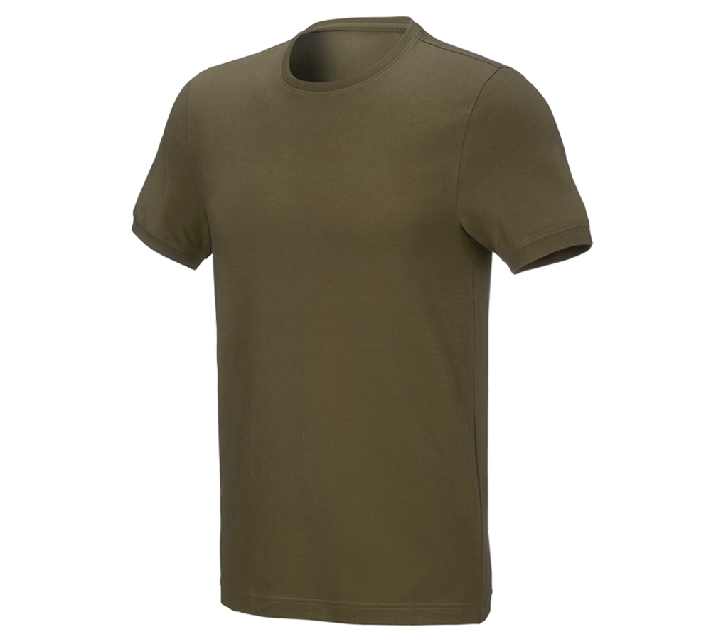 Koszulki | Pulower | Koszule: e.s. Koszulka cotton stretch, slim fit + błotnista zieleń