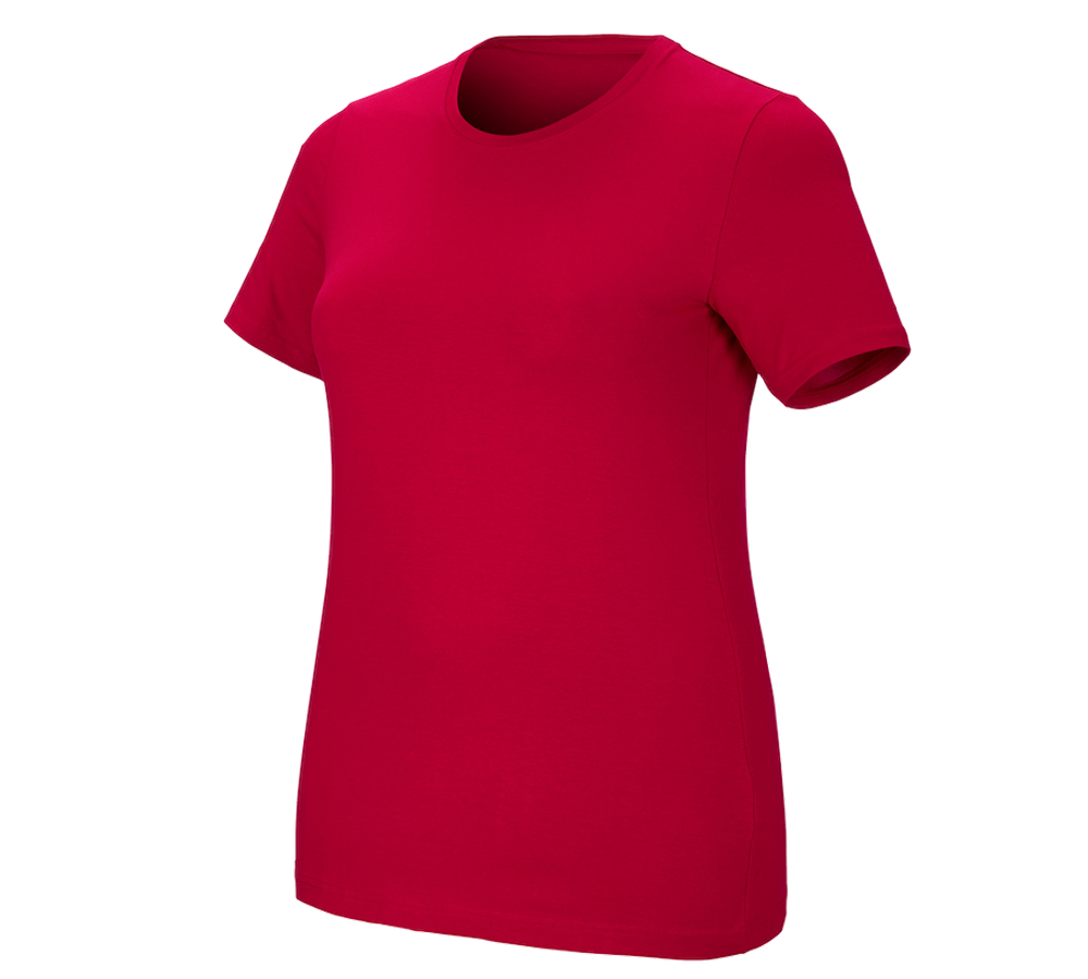 Tematy: e.s. Koszulka cotton stretch, damska, plus fit + ognistoczerwony