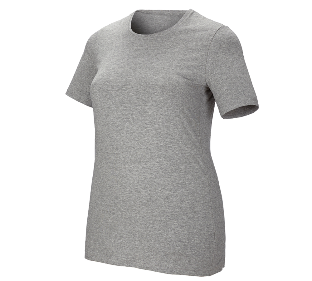 Koszulki | Pulower | Bluzki: e.s. Koszulka cotton stretch, damska, plus fit + szary melanżowy