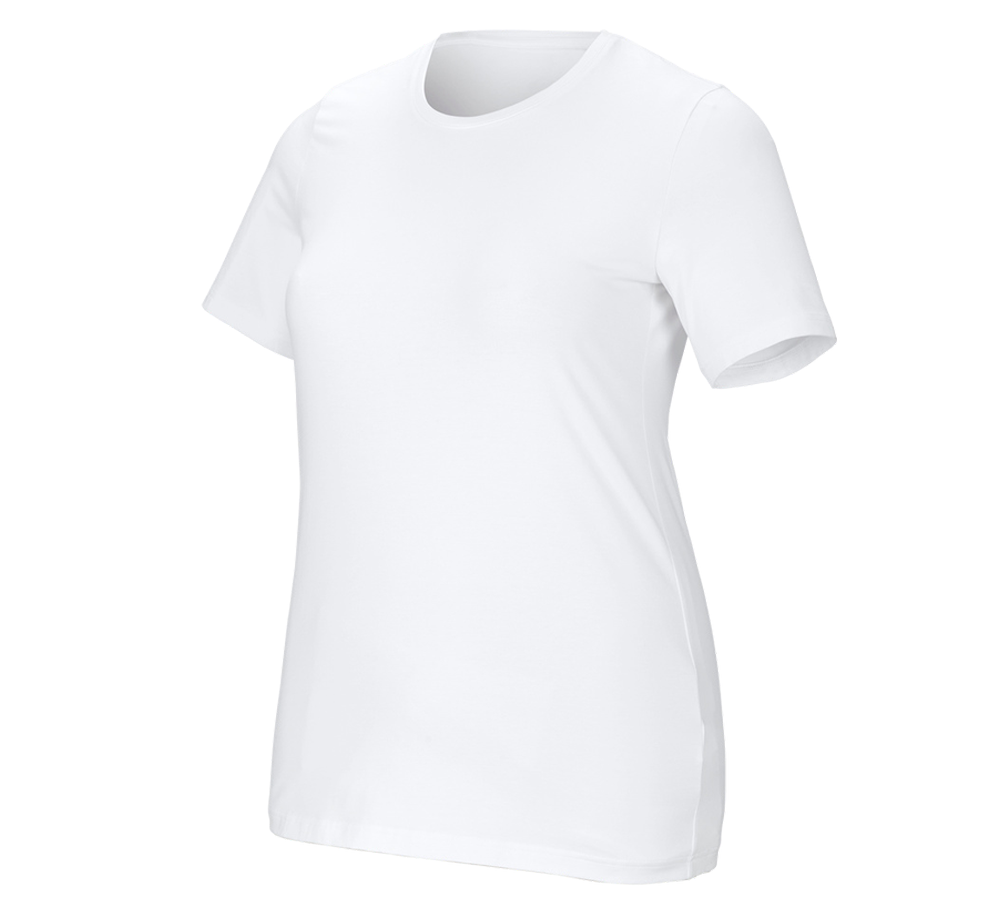 Koszulki | Pulower | Bluzki: e.s. Koszulka cotton stretch, damska, plus fit + biały