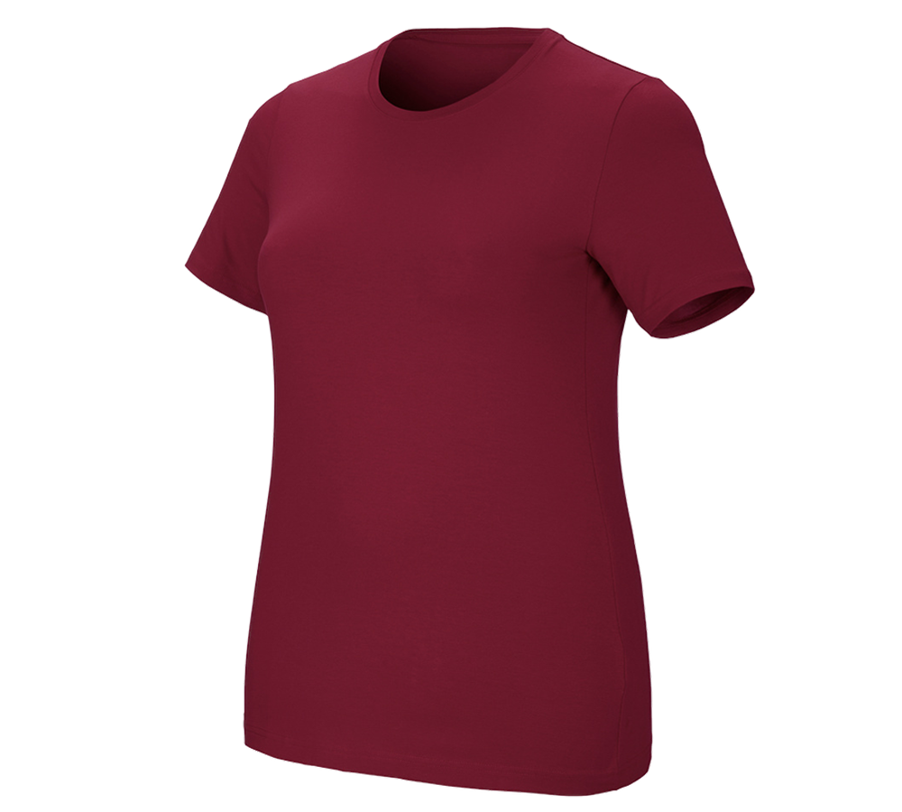 Koszulki | Pulower | Bluzki: e.s. Koszulka cotton stretch, damska, plus fit + bordowy