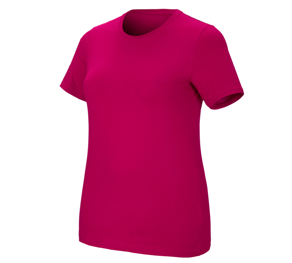 Koszulki | Pulower | Bluzki: e.s. Koszulka cotton stretch, damska, plus fit + malinowy