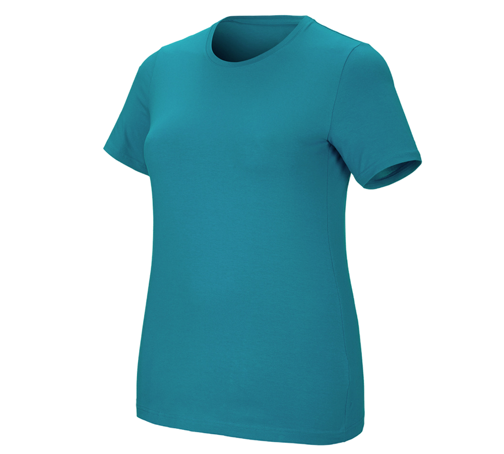 Koszulki | Pulower | Bluzki: e.s. Koszulka cotton stretch, damska, plus fit + oceaniczny