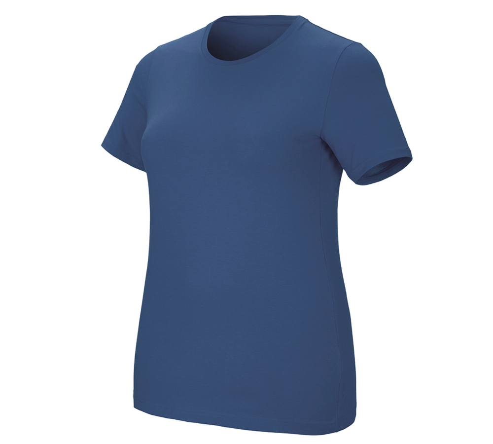 Koszulki | Pulower | Bluzki: e.s. Koszulka cotton stretch, damska, plus fit + kobaltowy