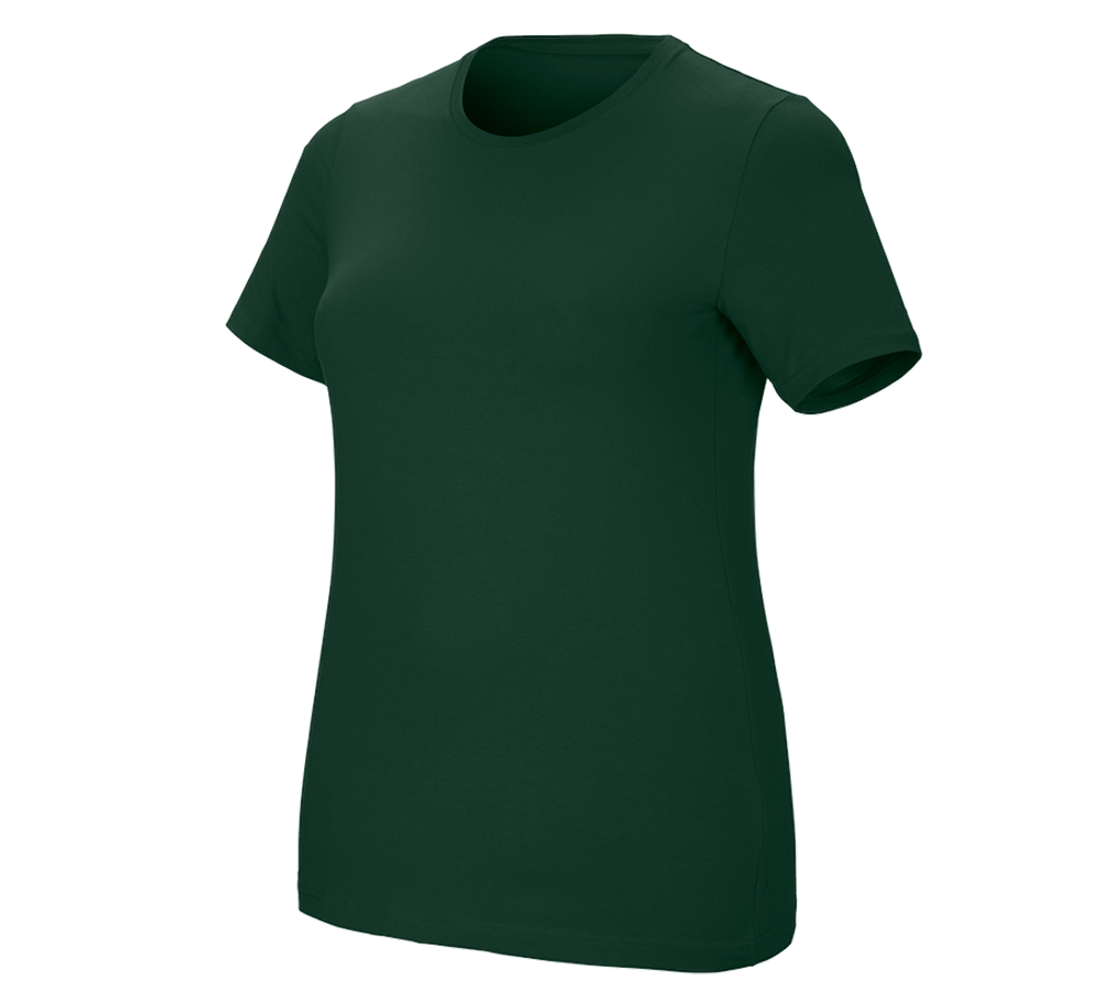 Tematy: e.s. Koszulka cotton stretch, damska, plus fit + zielony