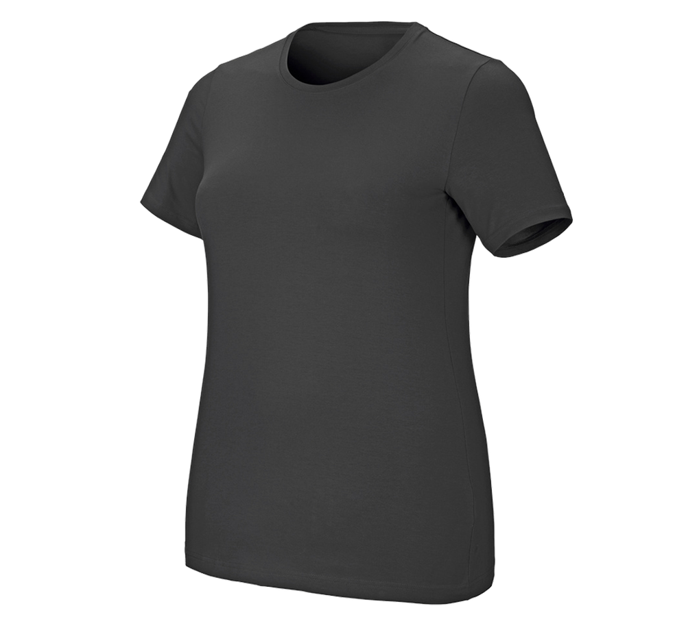 Koszulki | Pulower | Bluzki: e.s. Koszulka cotton stretch, damska, plus fit + antracytowy