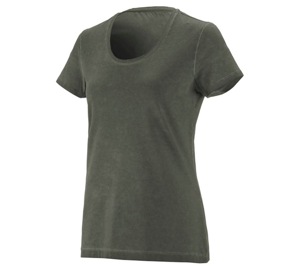 Koszulki | Pulower | Bluzki: e.s. Koszulka vintage cotton stretch, damska + zielony kamuflażowy vintage