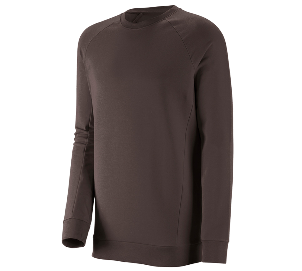 Koszulki | Pulower | Koszule: e.s. Bluza cotton stretch, long fit + kasztanowy