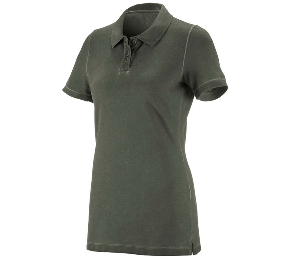 Koszulki | Pulower | Bluzki: e.s. Koszulka polo vintage cotton stretch, damska + zielony kamuflażowy vintage