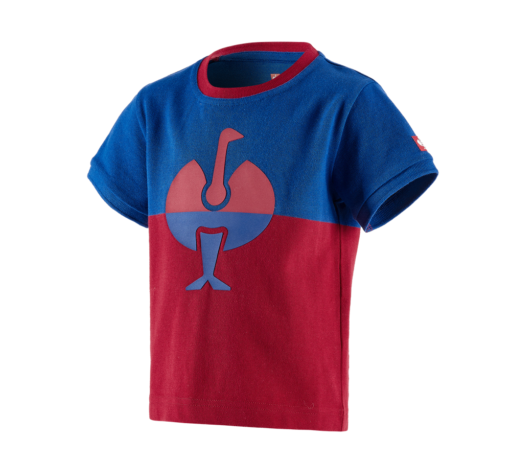 Koszulki | Pulower | Bluzki: Koszulka z piki e.s. colourblock, dziecięca + chabrowy/ognistoczerwony