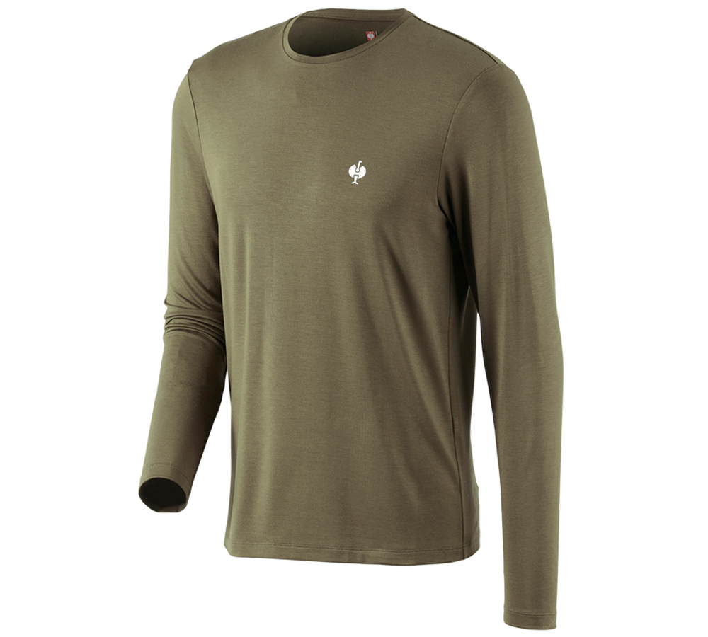 Koszulki | Pulower | Koszule: Modal-Bluzka długi rękaw e.s.concrete + błotnista zieleń