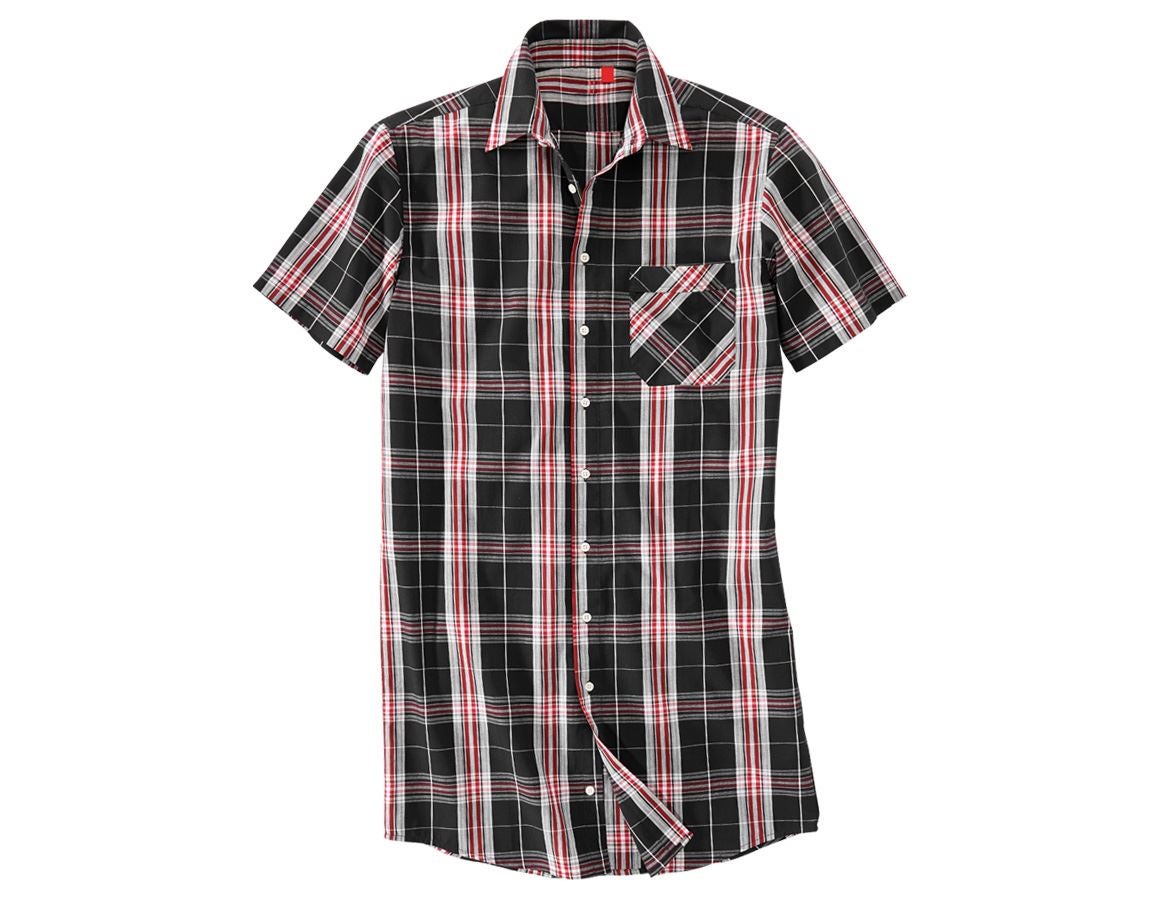 Ciesla / Stolarz: Koszula z krótkim rękawem Lübeck, dłuższy fason + czarny/czerwony/biały