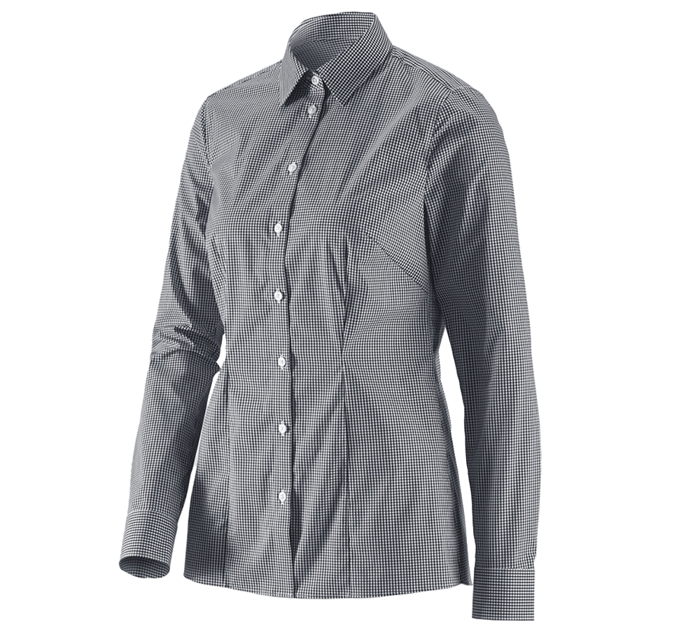 Koszulki | Pulower | Bluzki: e.s. Bluzka biznesowa cotton str., damska reg.fit + czarny w kratkę