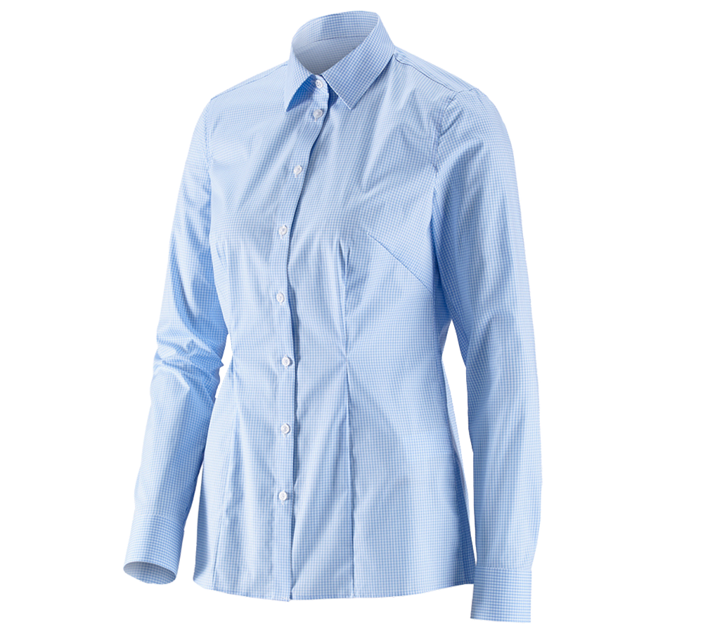 Koszulki | Pulower | Bluzki: e.s. Bluzka biznesowa cotton str., damska reg.fit + mroźny błękit w kratkę