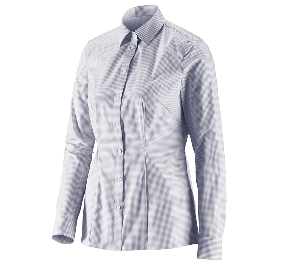 Koszulki | Pulower | Bluzki: e.s. Bluzka biznesowa cotton str., damska reg.fit + szary mglisty w kratkę