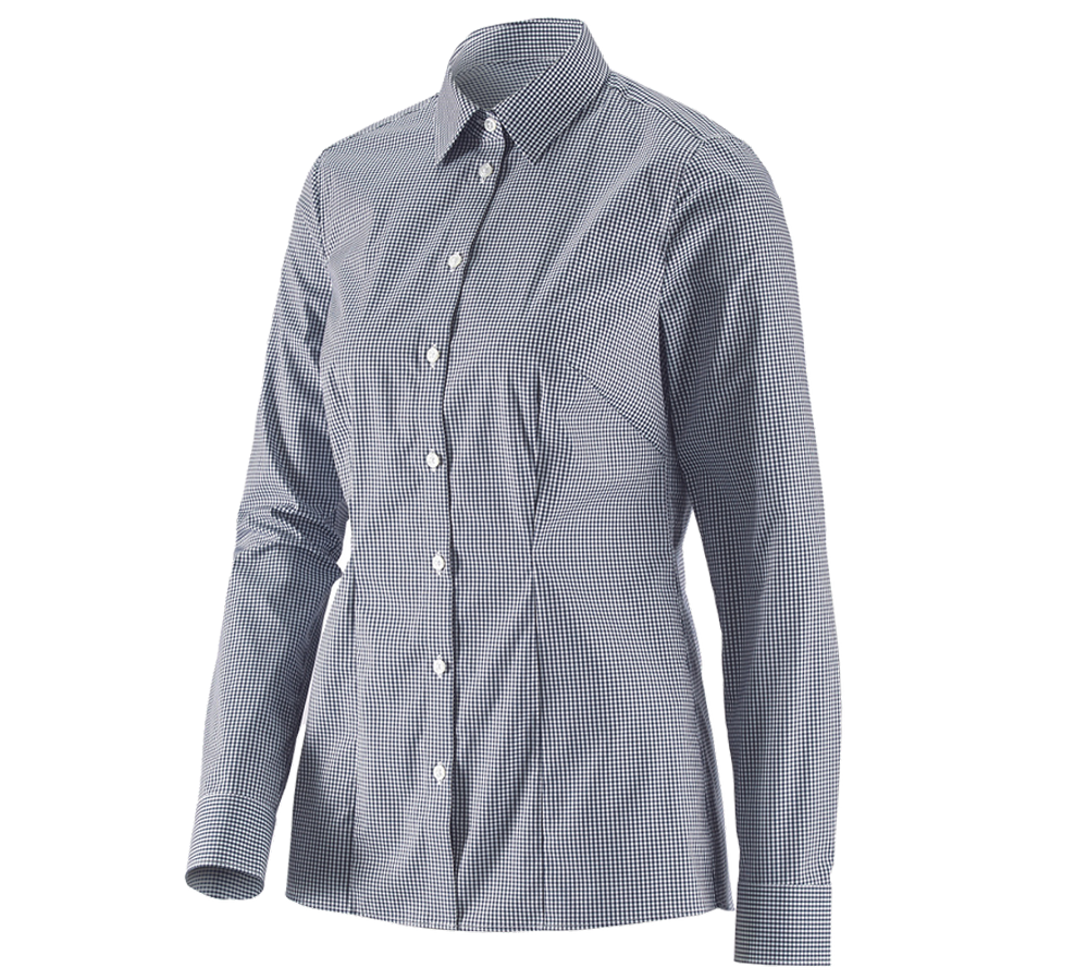 Koszulki | Pulower | Bluzki: e.s. Bluzka biznesowa cotton str., damska reg.fit + granatowy w kratkę
