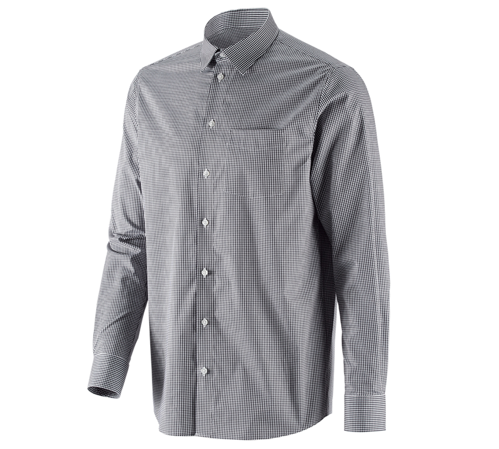 Koszulki | Pulower | Koszule: e.s. Koszula biznesowa cotton stretch, comfort fit + czarny w kratkę