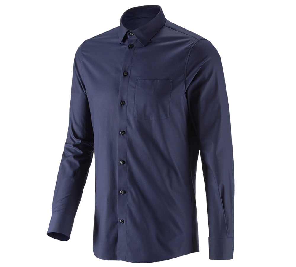 Koszulki | Pulower | Koszule: e.s. Koszula biznesowa cotton stretch, slim fit + granatowy