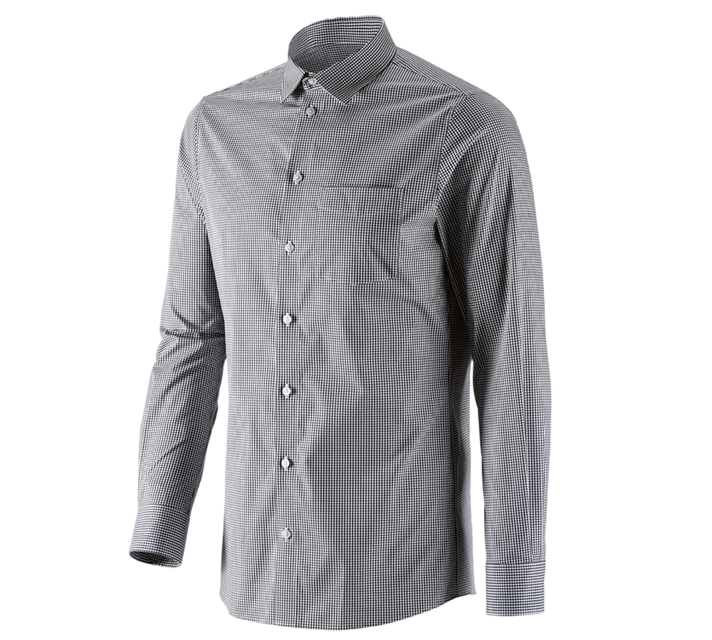 Koszulki | Pulower | Koszule: e.s. Koszula biznesowa cotton stretch, slim fit + czarny w kratkę