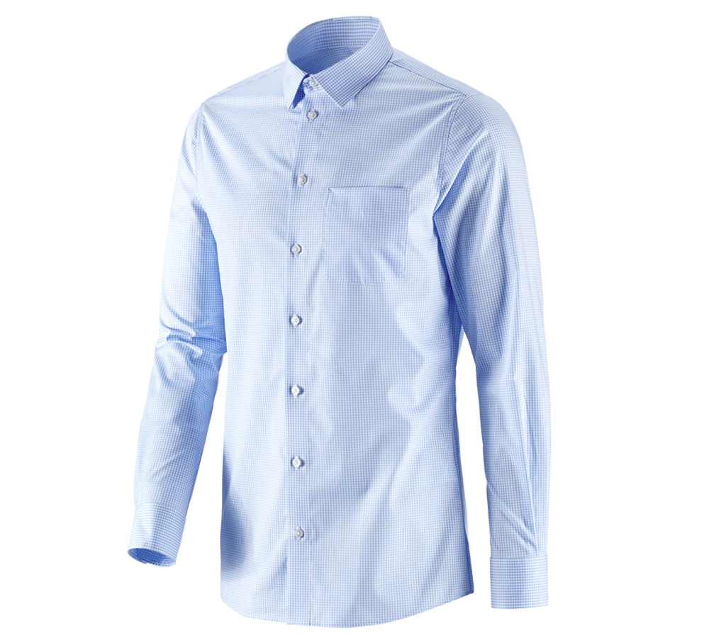 Koszulki | Pulower | Koszule: e.s. Koszula biznesowa cotton stretch, slim fit + mroźny błękit w kratkę