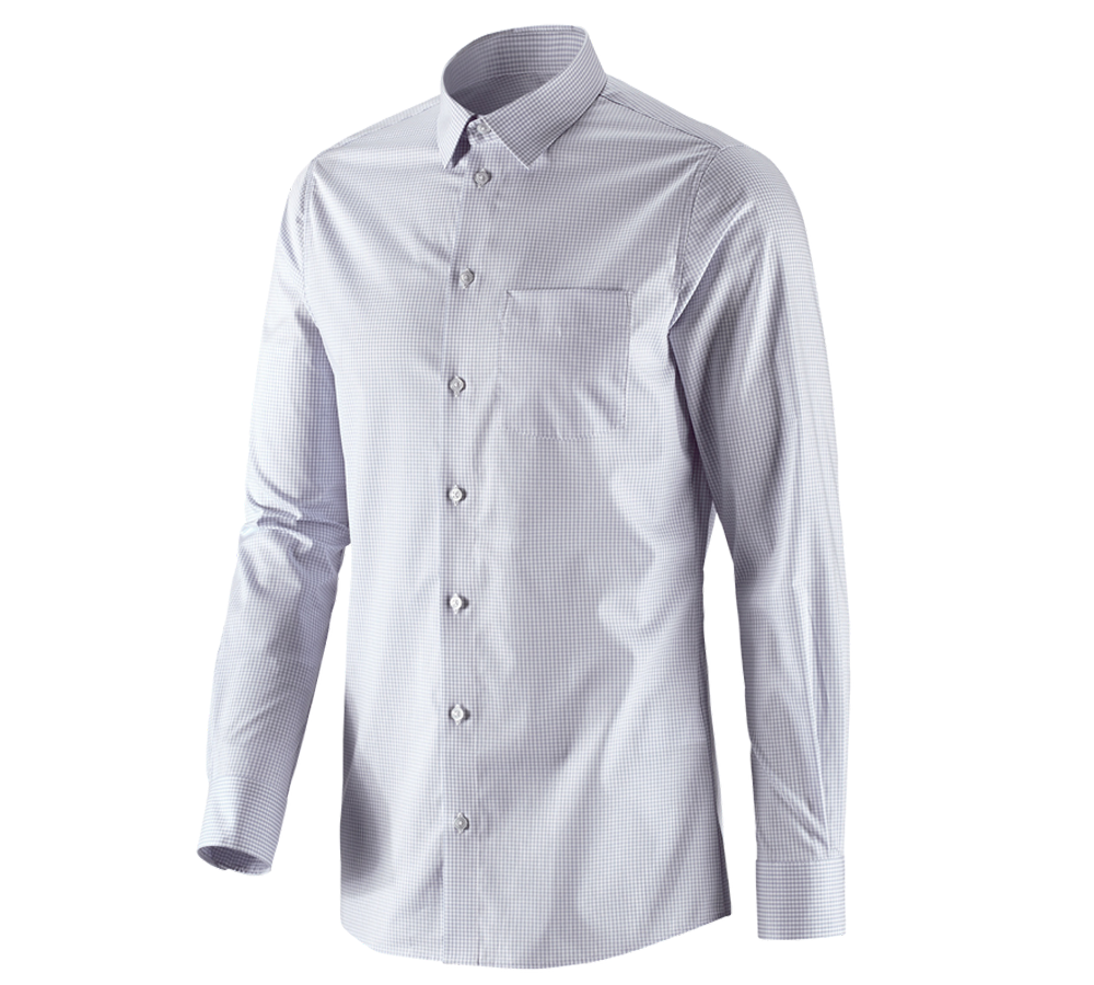 Koszulki | Pulower | Koszule: e.s. Koszula biznesowa cotton stretch, slim fit + szary mglisty w kratkę