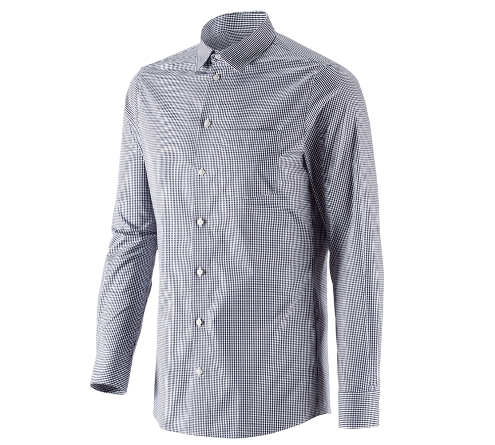 Koszulki | Pulower | Koszule: e.s. Koszula biznesowa cotton stretch, slim fit + granatowy w kratkę