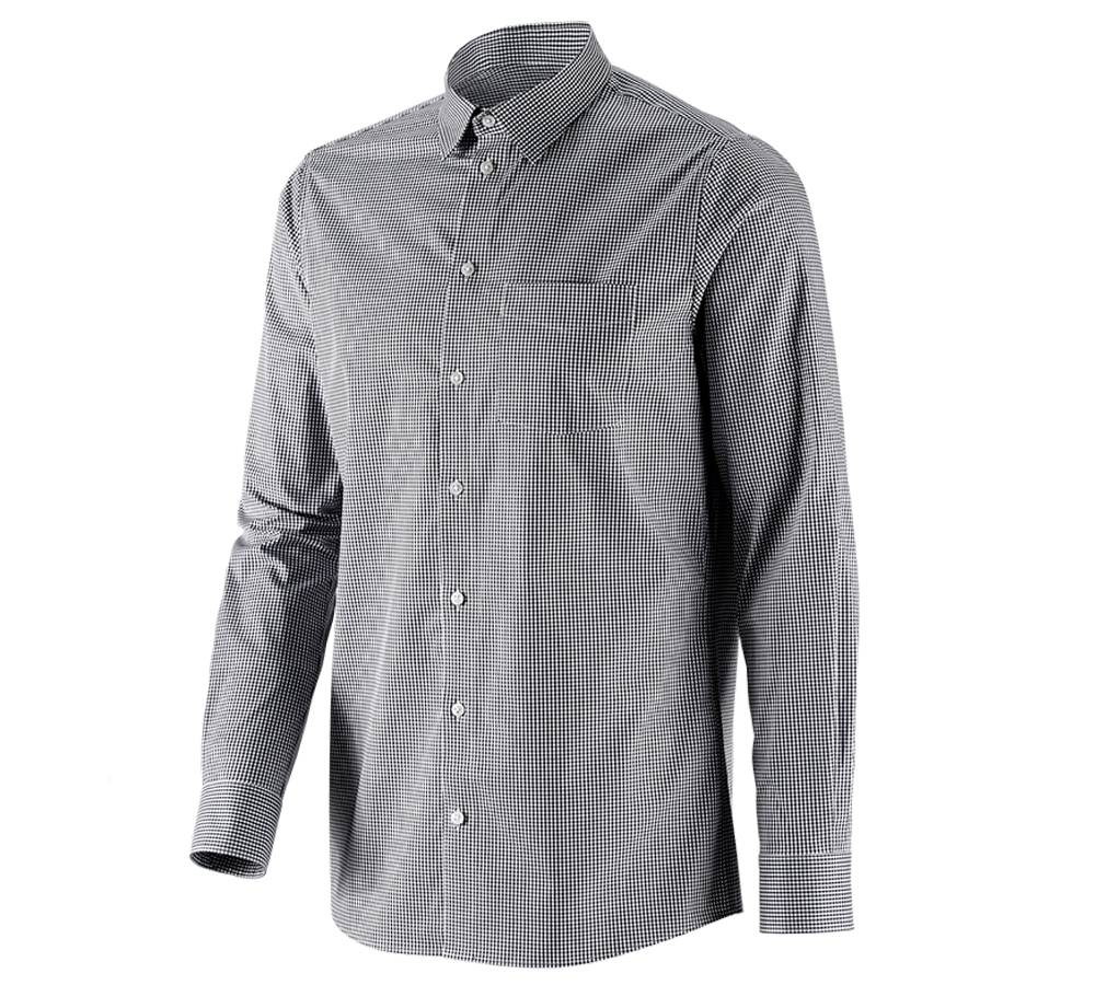 Koszulki | Pulower | Koszule: e.s. Koszula biznesowa cotton stretch regular fit + czarny w kratkę