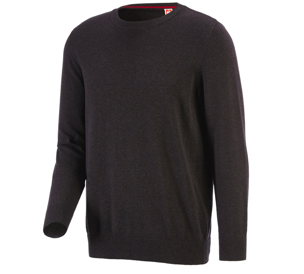 Koszulki | Pulower | Koszule: e.s. Sweter dzianinowy, okrągły dekolt + brązowy melanżowy