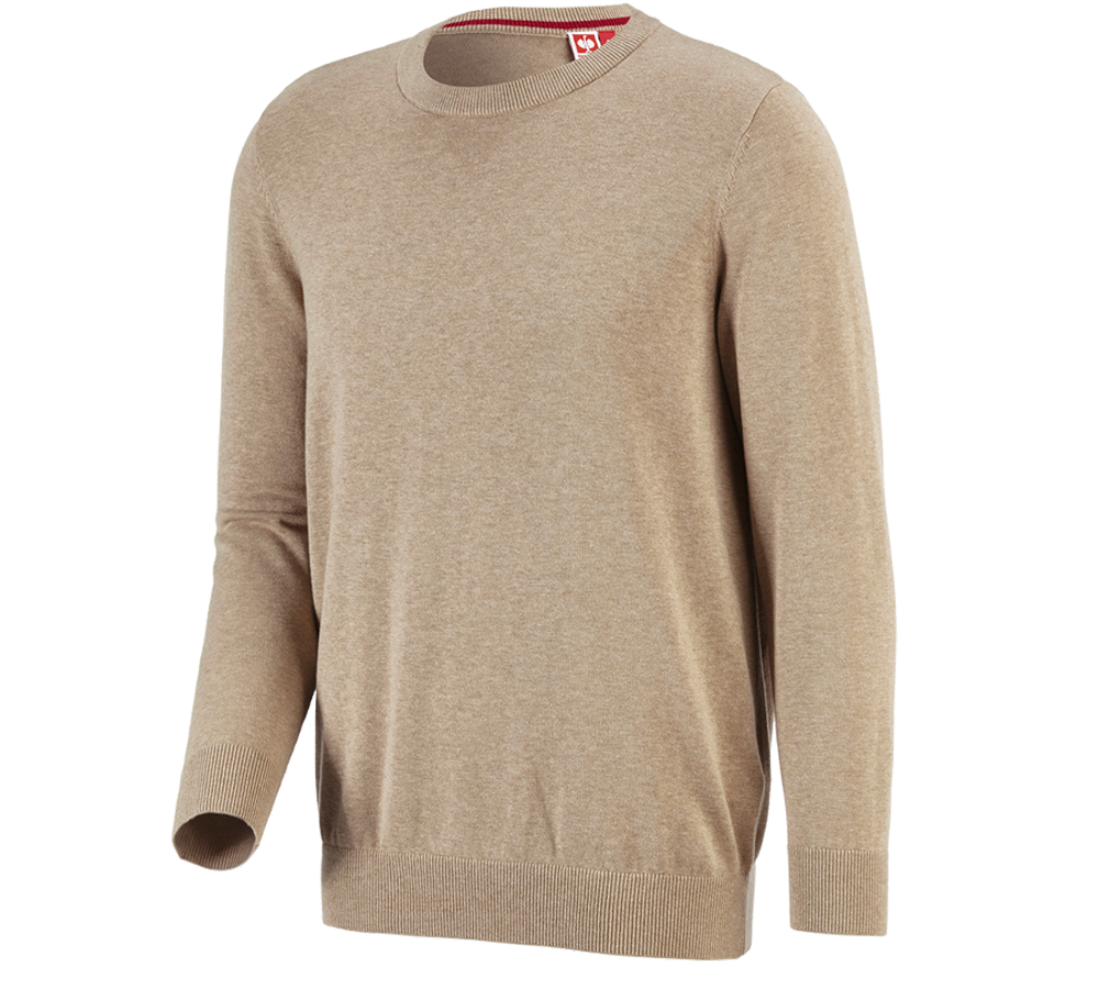 Koszulki | Pulower | Koszule: e.s. Sweter dzianinowy, okrągły dekolt + khaki melanżowy