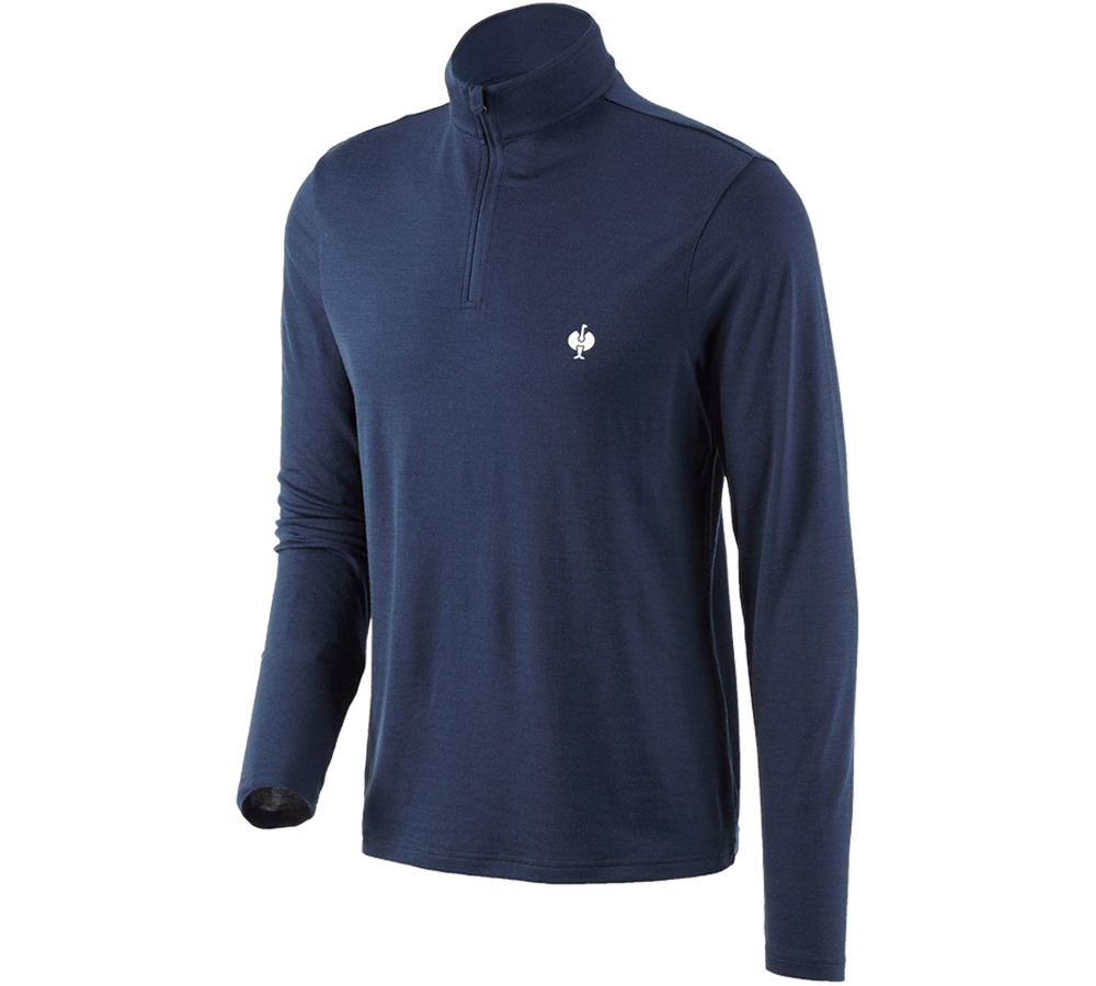 Koszulki | Pulower | Koszule: Bluza Troyer Merino e.s.trail + niebieski marine/biały