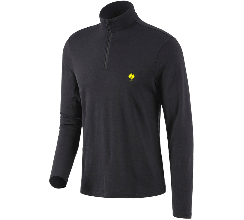 Koszulki | Pulower | Koszule: Bluza Troyer Merino e.s.trail + czarny/żółty acid