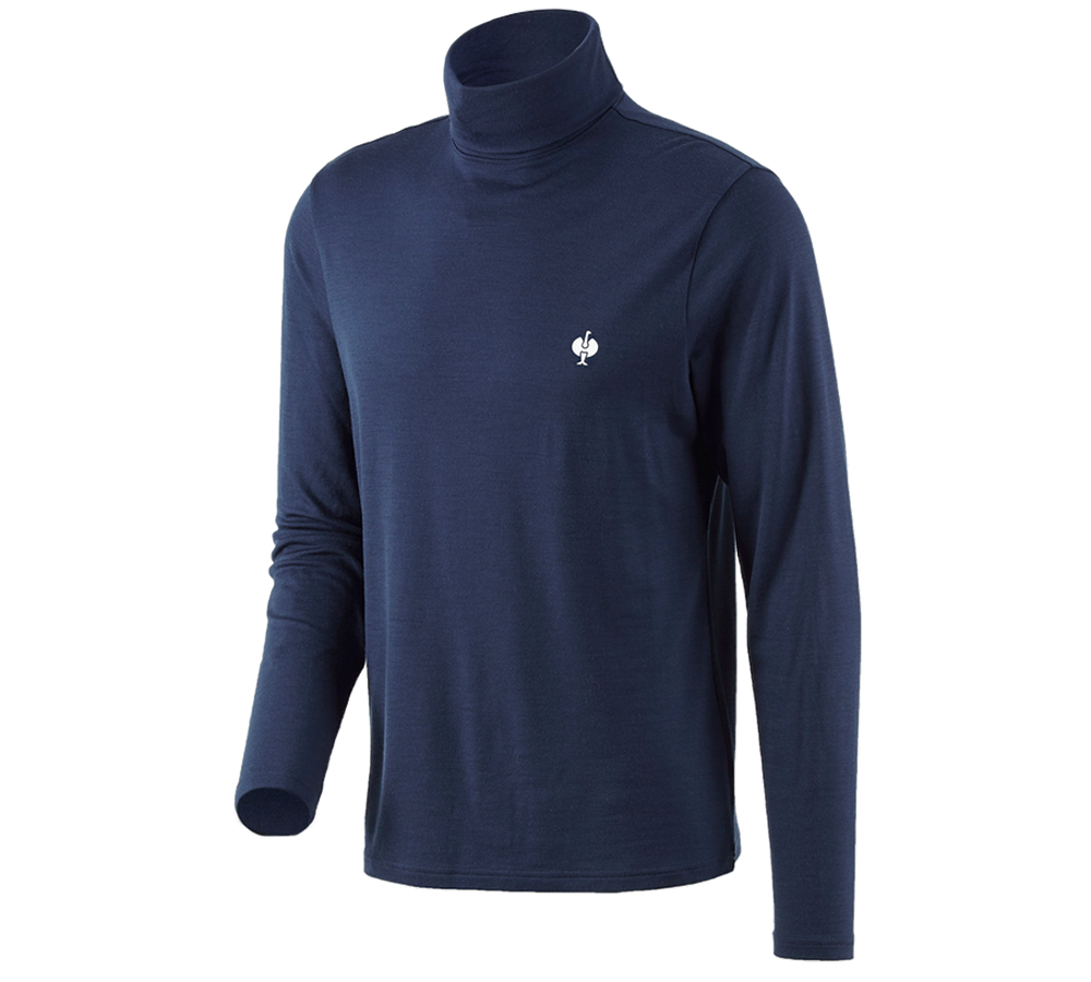 Koszulki | Pulower | Koszule: Koszulka z golfem Merino e.s.trail + niebieski marine/biały