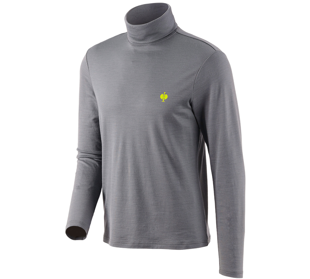 Koszulki | Pulower | Koszule: Koszulka z golfem Merino e.s.trail + szary bazaltowy/żółty acid