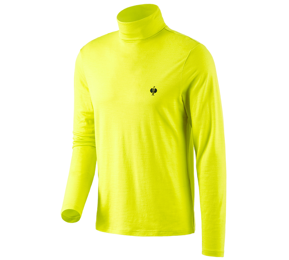 Koszulki | Pulower | Koszule: Koszulka z golfem Merino e.s.trail + żółty acid/czarny