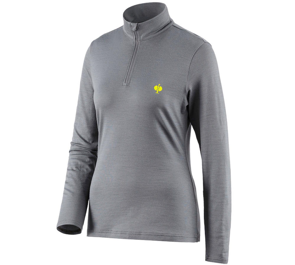 Koszulki | Pulower | Bluzki: Bluza Troyer Merino e.s.trail, damska + szary bazaltowy/żółty acid