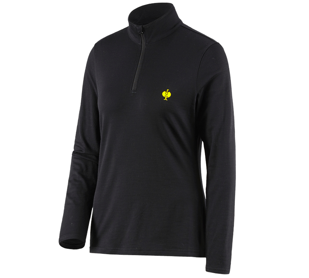 Koszulki | Pulower | Bluzki: Bluza Troyer Merino e.s.trail, damska + czarny/żółty acid