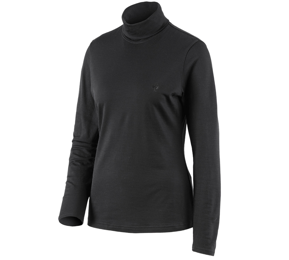 Koszulki | Pulower | Bluzki: Koszulka z golfem Merino e.s.trail, damska + czarny