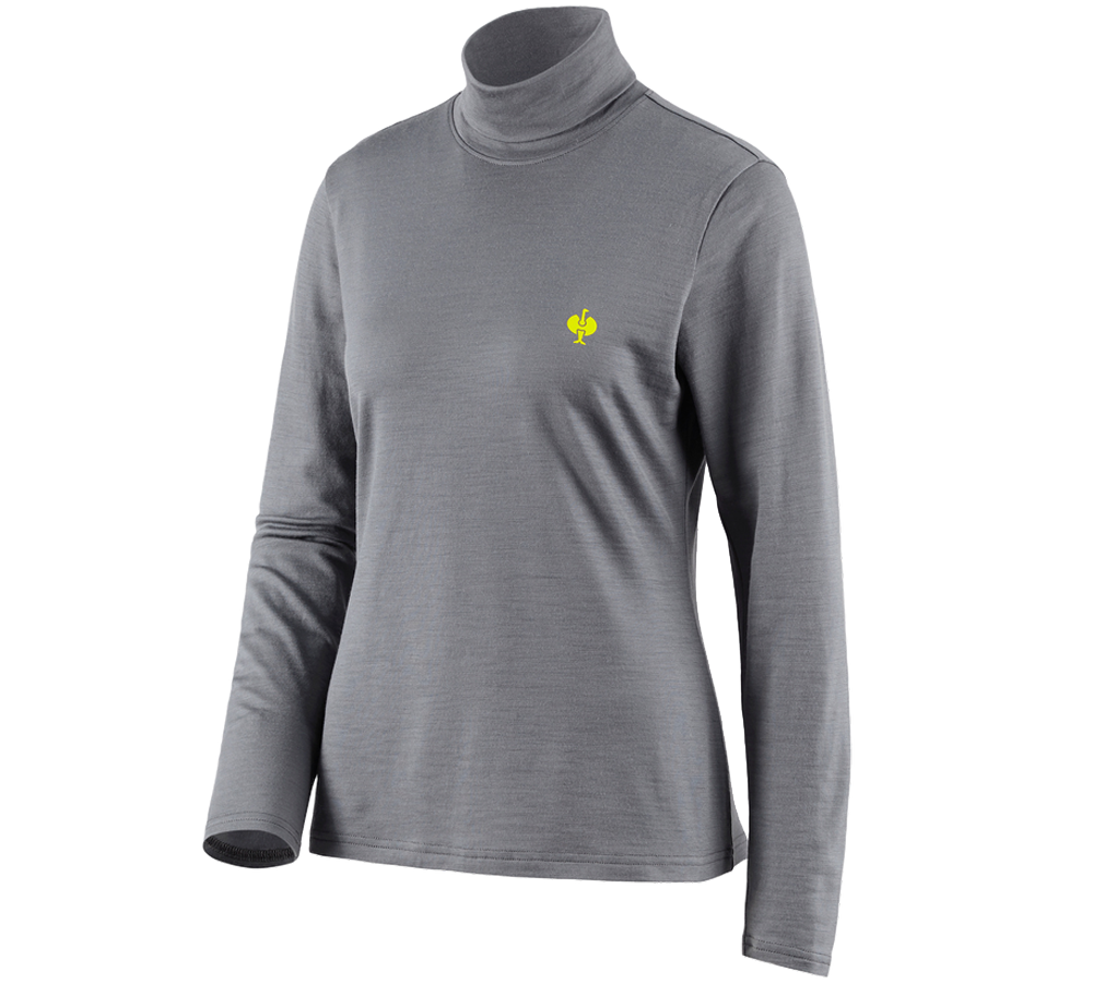 Koszulki | Pulower | Bluzki: Koszulka z golfem Merino e.s.trail, damska + szary bazaltowy/żółty acid