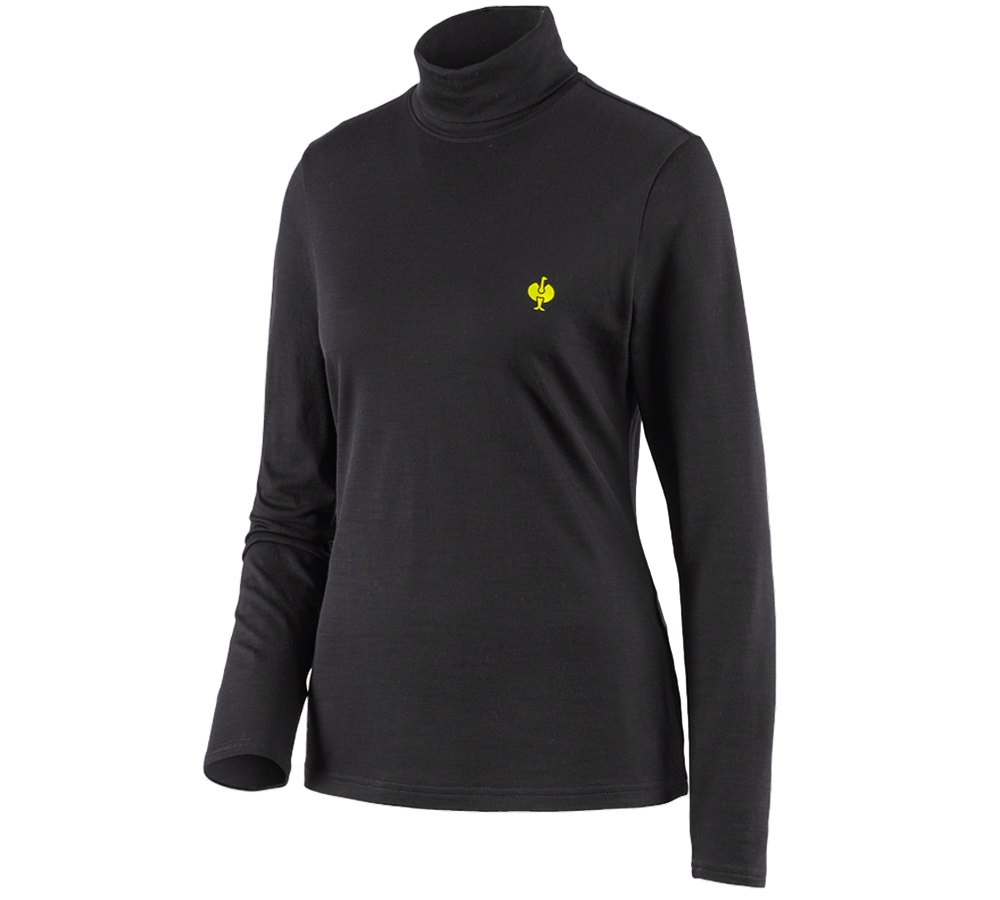 Tematy: Koszulka z golfem Merino e.s.trail, damska + czarny/żółty acid