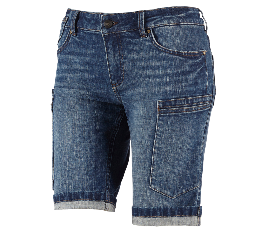 Spodnie robocze: e.s. Jeansy 7-kieszeniowe krótkie, damskie + stonewashed