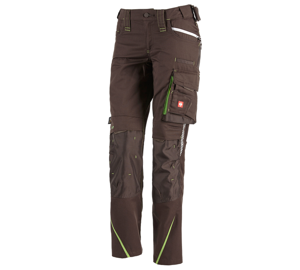 Spodnie robocze: Spodnie damskie e.s.motion 2020 zimowe + kasztanowy/zielony morski