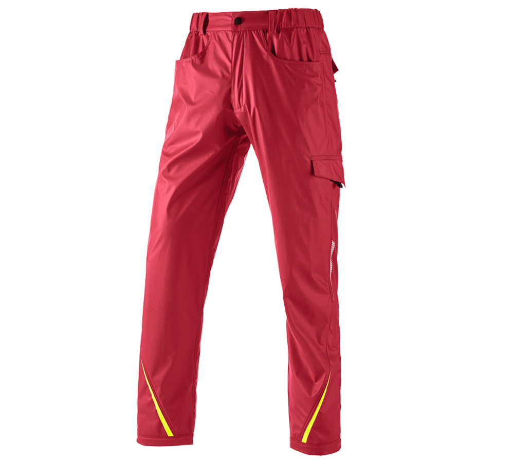 Spodnie robocze: Spodnie p.deszcz.do pasa e.s.motion 2020 superflex + ognistoczerwony/żółty ostrzegawczy