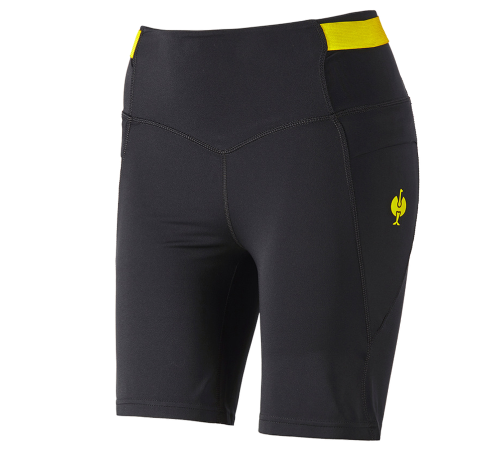 Spodnie robocze: Legginsy do biegania krótkie e.s.trail, damska + czarny/żółty acid