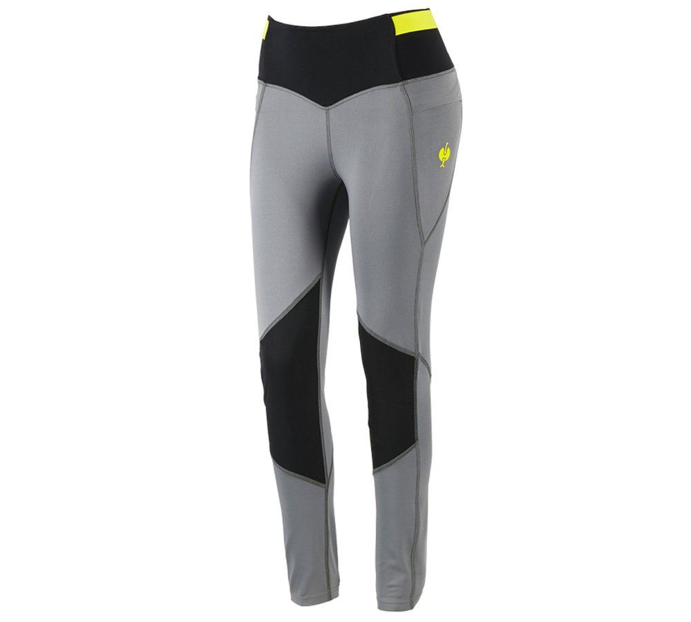 Spodnie robocze: Legginsy do biegania e.s.trail, damska + szary bazaltowy/żółty acid