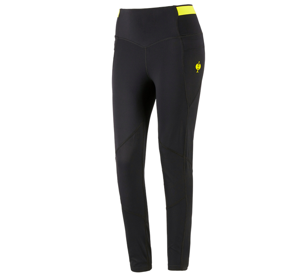 Spodnie robocze: Legginsy do biegania e.s.trail, damska + czarny/żółty acid