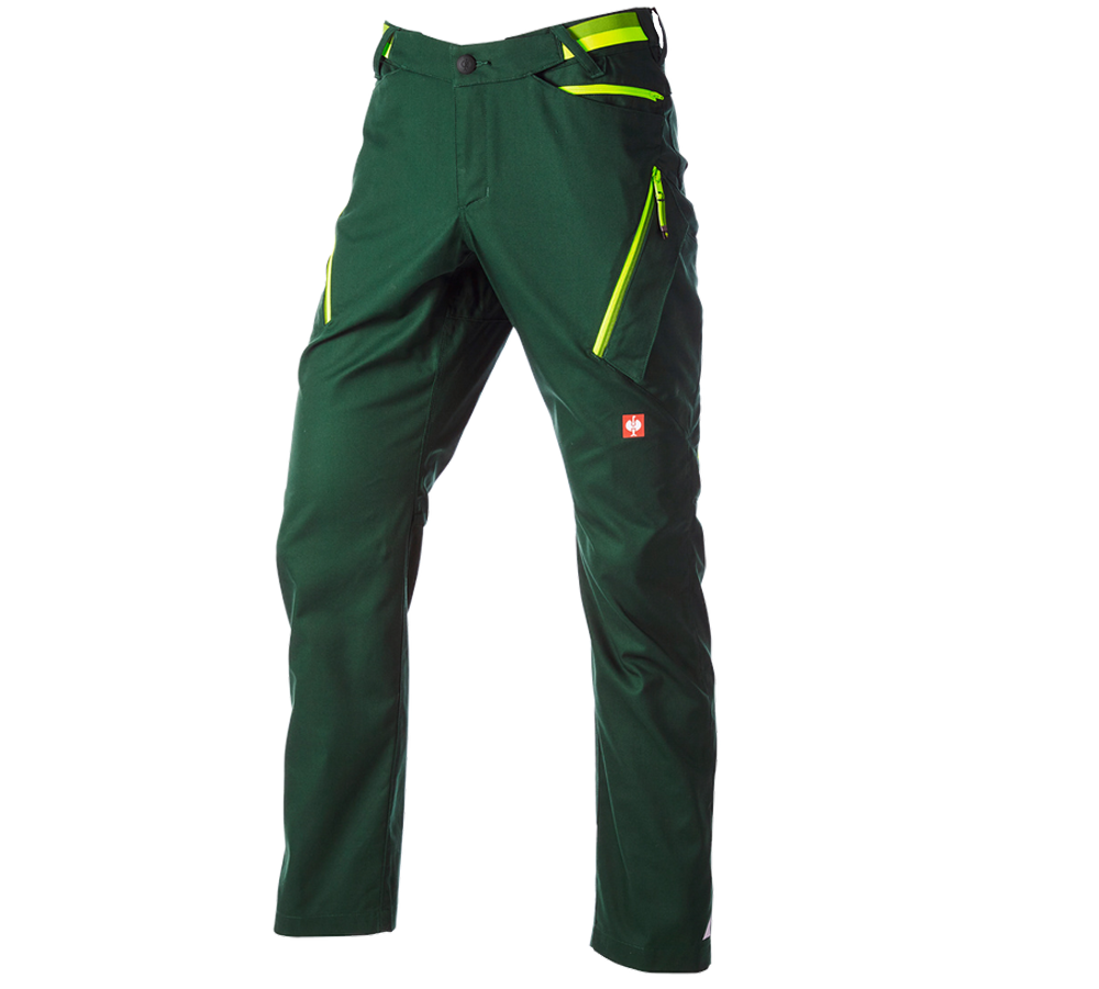 Spodnie robocze: Spodnie wielokieszeniowe e.s.ambition + zielony/żółty ostrzegawczy